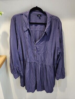 Torrid Size 4 Indigo Collared Long Sleeve Tunic Top